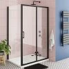 Toreno Matt Black 1000 X 900mm Sliding Door Shower Enclosure Without Tray