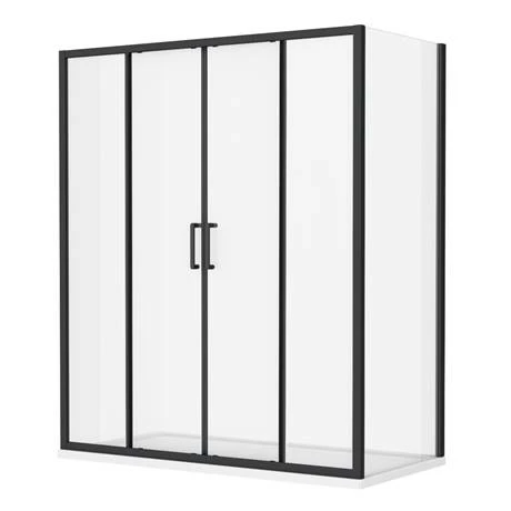 Toreno Matt Black 1700 X 700mm Double Sliding Door Shower Enclosure Without Tray 3 Toreno Matt Black 1700 X 700mm Double Sliding Door Shower Enclosure Without Tray - Image 3