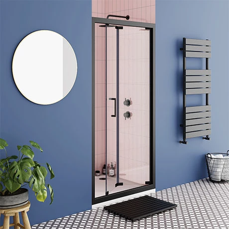 Toreno Matt Black 800 X 1850 Bi-Fold Shower Door 1 Toreno Matt Black 800 X 1850 Bi-Fold Shower Door