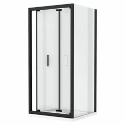 Toreno Matt Black 900 X 900mm Bi-Fold Door Shower Enclosure + Pearlstone Tray -Toreno Shop BLK9BFSE d3 460