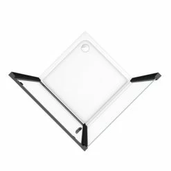 Toreno Matt Black 900 X 900mm Pivot Door Shower Enclosure + Pearlstone Tray -Toreno Shop BLK9PDE d4 460