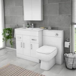 Toreno 1300mm Gloss White Vanity Unit Bathroom Suite - Depth 400/200mm -Toreno Shop MOD1300 n d1 460