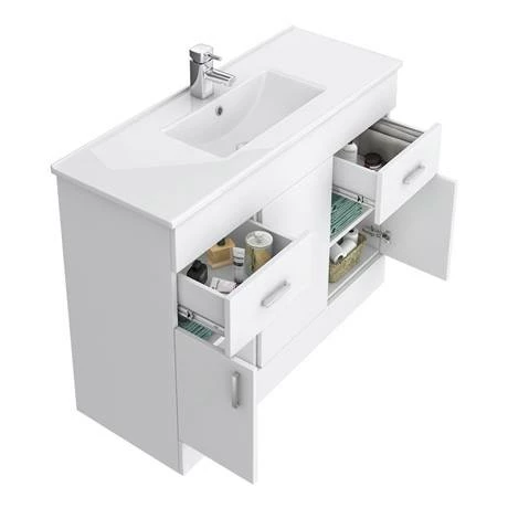Toreno 1500mm Gloss White Vanity Unit Bathroom Suite - Depth 400/200mm 2 Toreno 1500mm Gloss White Vanity Unit Bathroom Suite - Depth 400/200mm - Image 2