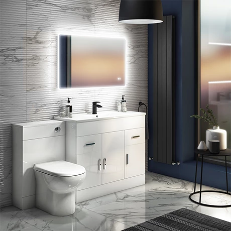 Toreno 1500mm Gloss White Vanity Unit Bathroom Suite - Depth 400/200mm 1 Toreno 1500mm Gloss White Vanity Unit Bathroom Suite - Depth 400/200mm