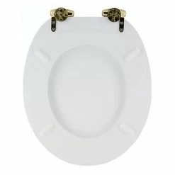 Toreno High Gloss White MDF Bottom Fixing Toilet Seat Brushed Brass Hinges -Toreno Shop MSC020 N BB d2 460