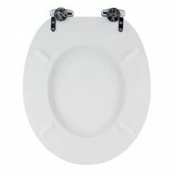 Toreno High Gloss White MDF Bottom Fixing Soft Close Toilet Seat With Chrome Hinges -Toreno Shop MSC020 detail2 460