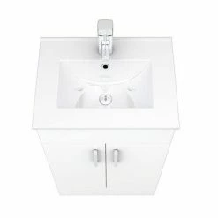 Toreno Small Vanity Sink With Cabinet - 500mm Modern High Gloss White -Toreno Shop MV500 D4 460
