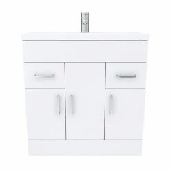 Toreno Basin Unit - 800mm Modern High Gloss White With Mid Edged Basin -Toreno Shop MVME800 D4 460