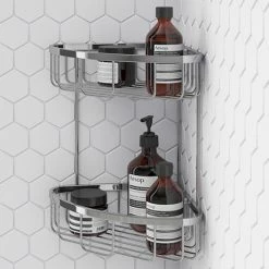 Toreno Modern 2 Tier Corner Fixed Wire Basket
