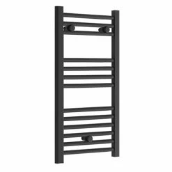 Toreno Black W400 X H800mm Heated Towel Rail - Straight