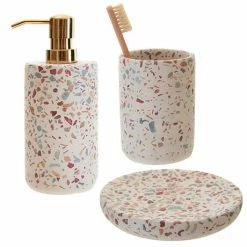 Toreno Terrazzo-Effect Concrete Bathroom Accessories Set
