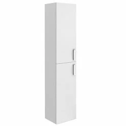 Toreno Wall Hung 2 Door Tall Storage Cabinet - High Gloss White