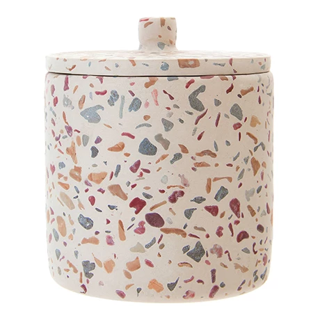 Toreno Terrazzo-Effect Concrete Cotton Jar With Lid 1 Toreno Terrazzo-Effect Concrete Cotton Jar With Lid